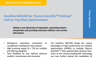 MA3100 HPIMS Module for Ion Mobility Mass Spectrometry: Multi-dimensional separation for analytical laboratory applications